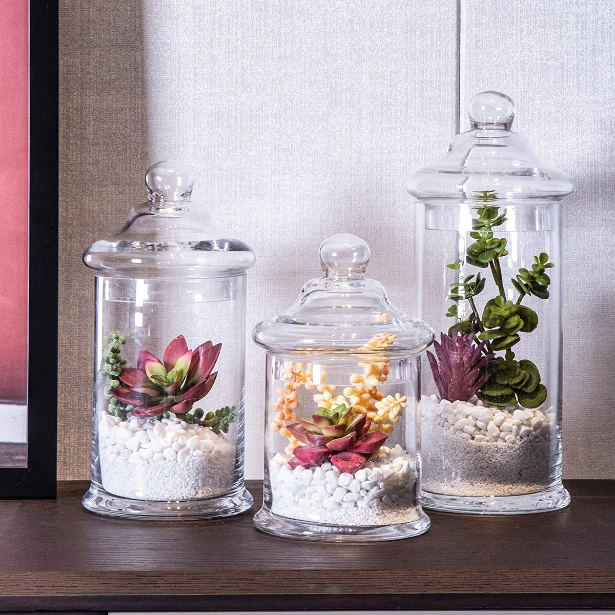 Glass Apothecary Jars with Lids Set of 3